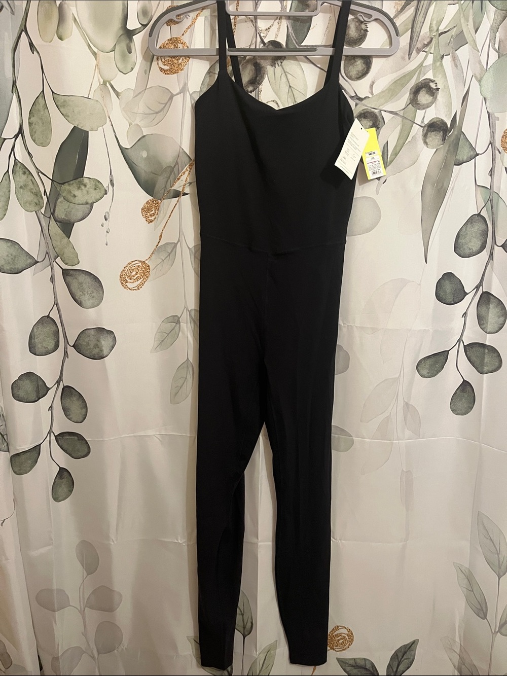 all in motion Black Slim-Strap everyday bodysuit with pads in top